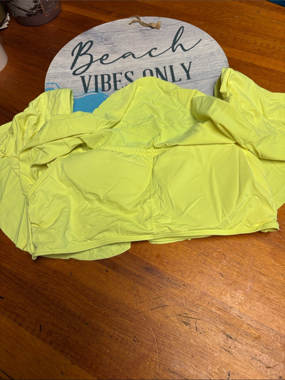 bebe Neon Yellow Ruffle Swim Cover-Up with Rhinestone Logo - Picture 2 of 3